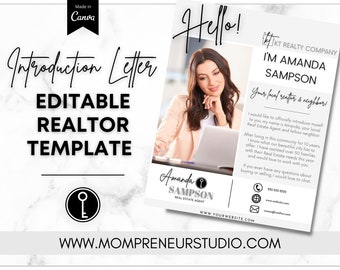 Real Estate Introduction Flyer, Realtor Marketing, Real Estate Farming, New Agent Flyer, Real Estate Postcard, Canva Template