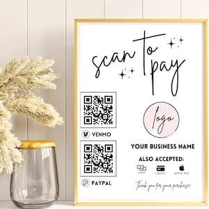 Editable Scan to Pay Sign, QR Code Payment Template (Canva)