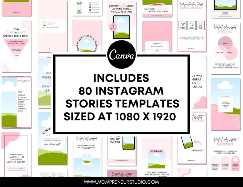 160 Virtual Assistant Instagram Story and Post Templates, Virtual Assistant Instagram Templates, Social Media Manager, VA Marketing image 3
