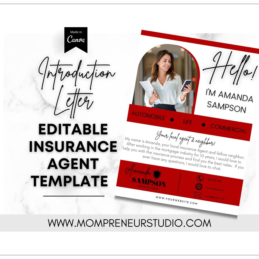 Agent Introduction Card Insurance Agent Introduction Flyer Template, Editable in Canva - Etsy