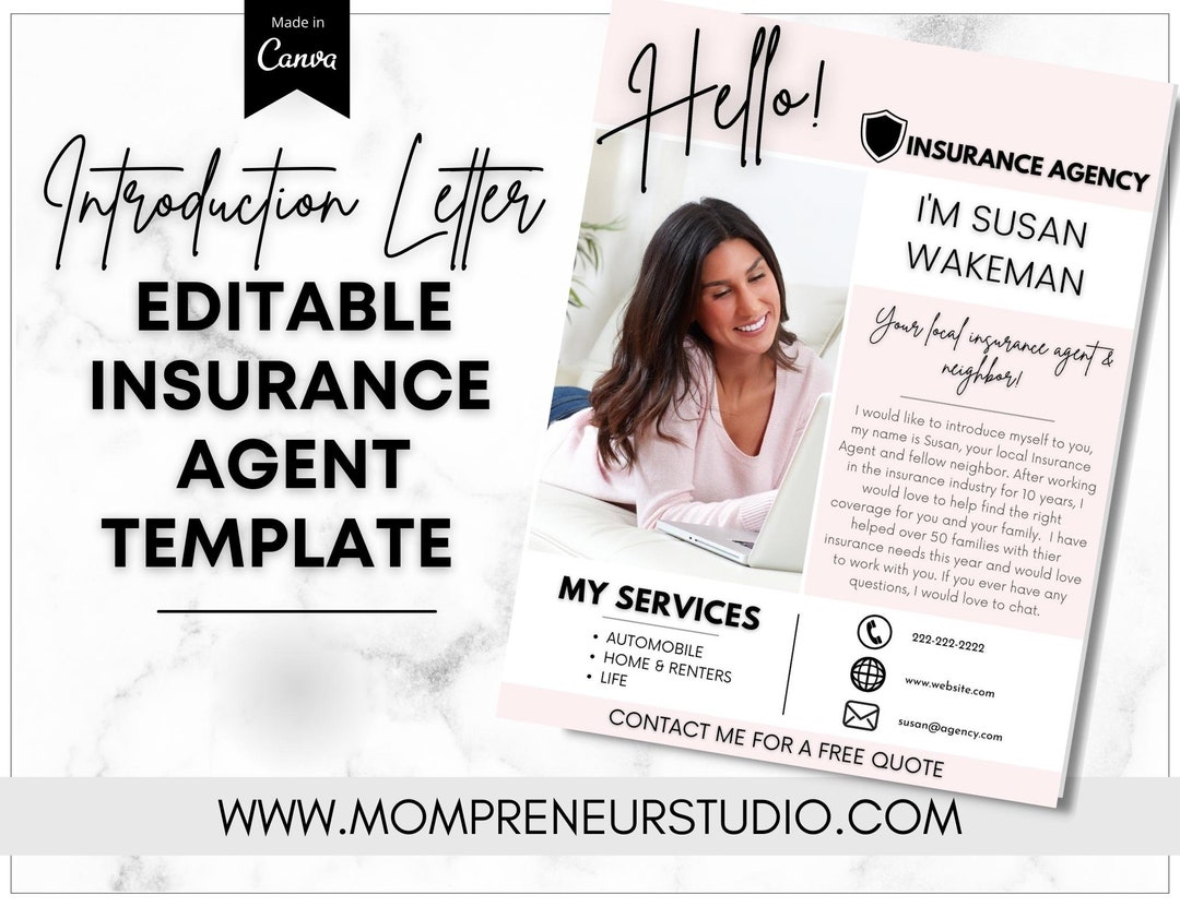 Insurance Agent Introduction Flyer Template Life Insurance Etsy