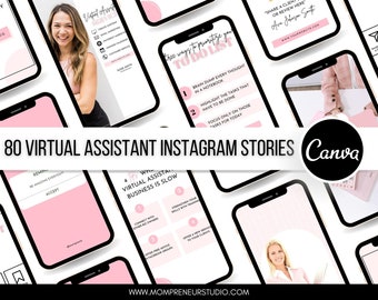 80 Virtual Assistant Instagram Story Post, Virtual Assistant Instagram Templates, Social Media Manager, Instagram Stories, VA Marketing