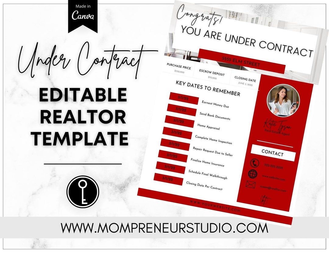 Red Under Contract Timeline Under Contract Flyer Under Etsy