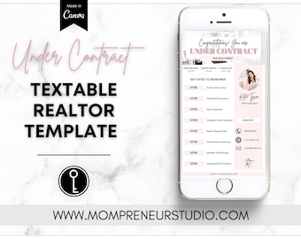 Under Contract Timeline For Realtors, Textable Real Estate Under Contract, Under Contract Flyer, Editable Under Contract, Pink Real Estate