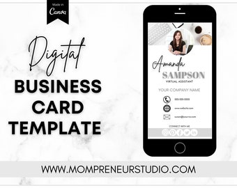 Digital Business Card Template, Editable Canva Digital Business Card, Small Business Marketing, Template Canva Business Card, Text Message