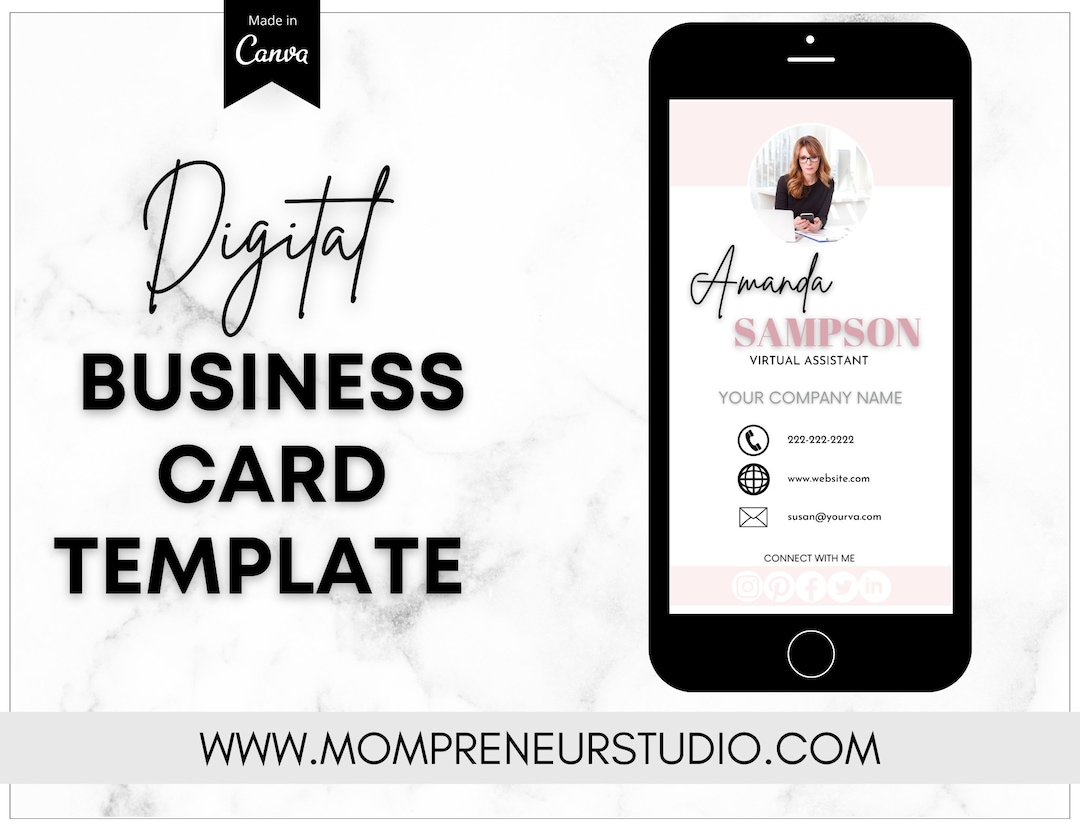 Digital Business Card Template, Editable Canva Digital Business Card