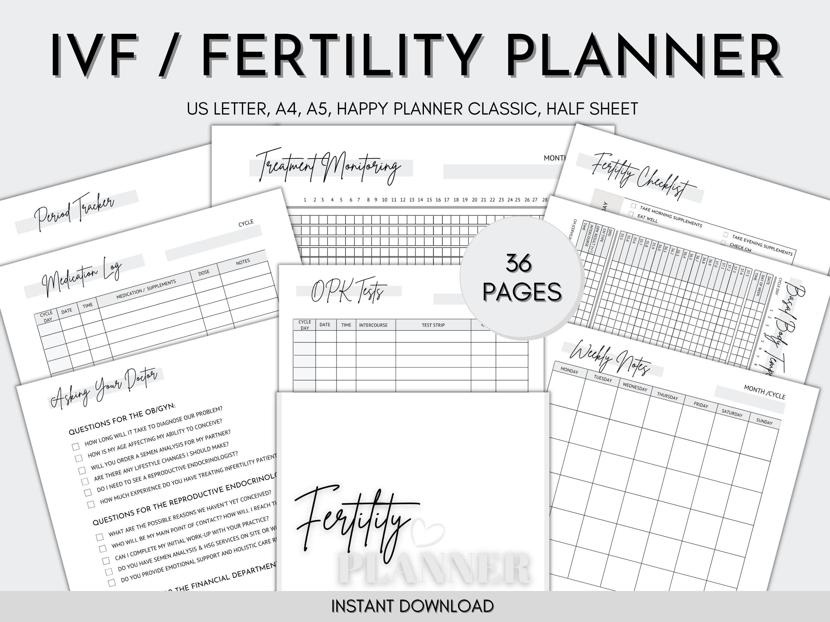 IVF Printable Planner Ivf Journal Ivf Diary Fertility - Etsy