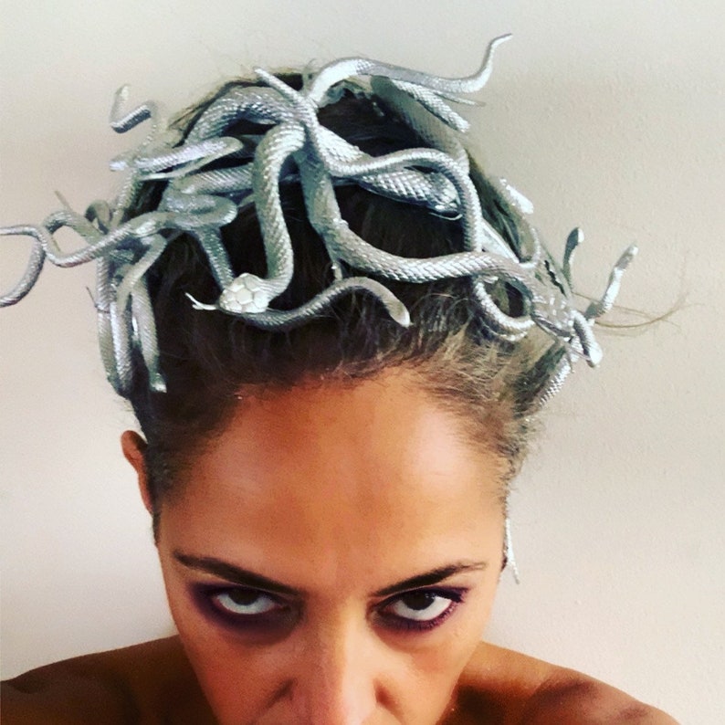 Medusa headpiece, Full-head Medusa Headband, Halloween costume, gold or silver image 3