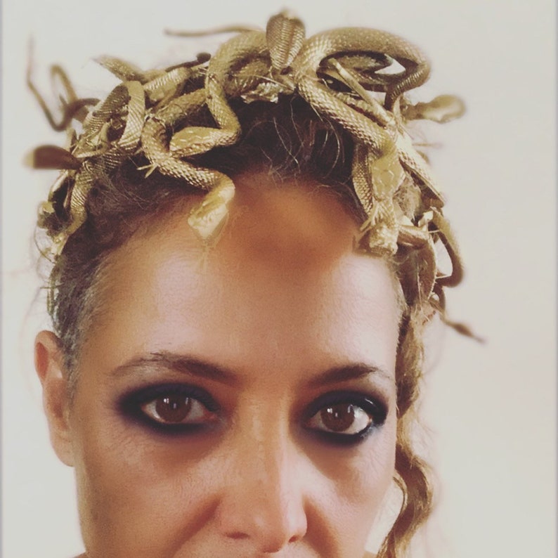 Medusa headpiece, Full-head Medusa Headband, Halloween costume, gold or silver image 9