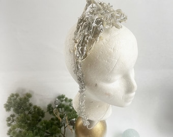 White winter silver holiday headpiece  - unisex festive holiday gift