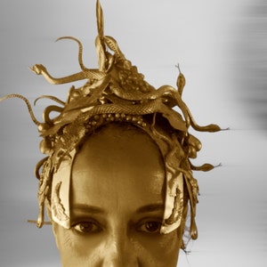 Snake headpiece  and Cosplay costume | Medusa Meets Athena | one-of-a-kind sustainable fashion