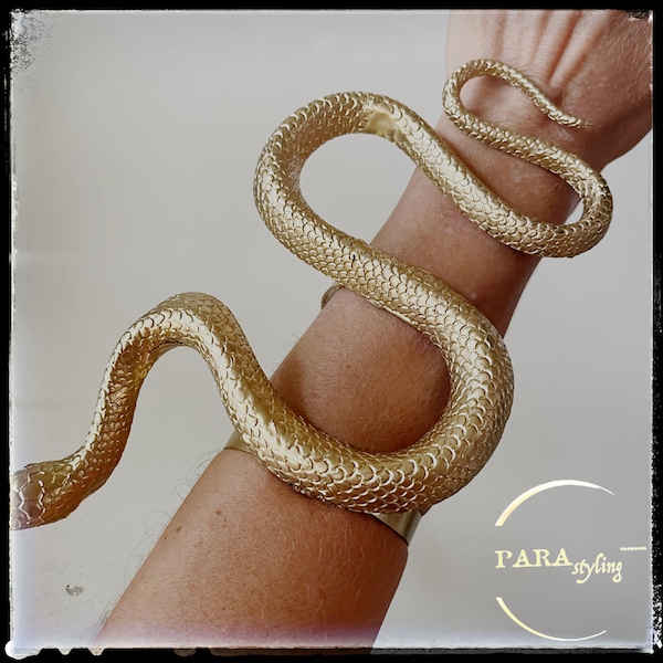 Unisex Snake Cuff Bracelet - Handmade One Size Gold-Tone and Adjustable!