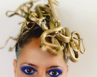 Gold Medusa Headpiece - SnakeTower extravagant headdress for Halloween
