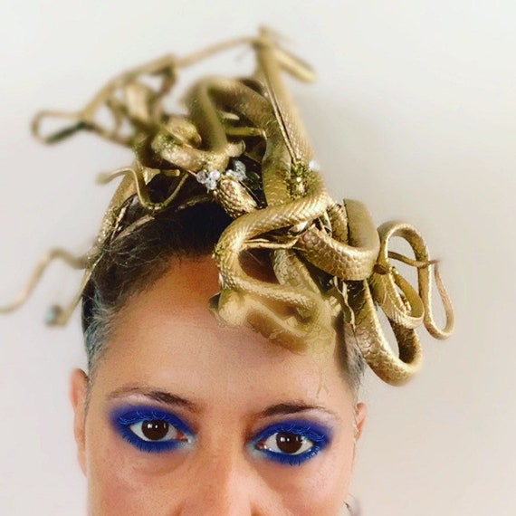 Gold Medusa Headpiece Snaketower Extravagant Headdress For Etsy
