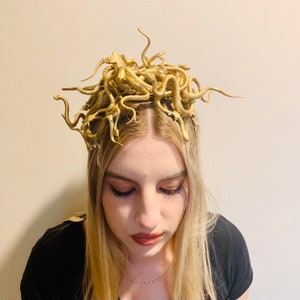 Medusa headpiece, Full-head Medusa Headband, Halloween costume, gold or silver image 1