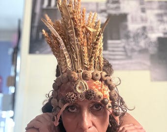 Autumn HeadDress - Inspired by Pagan Harvest  Rituals; Handmade and One of a kind