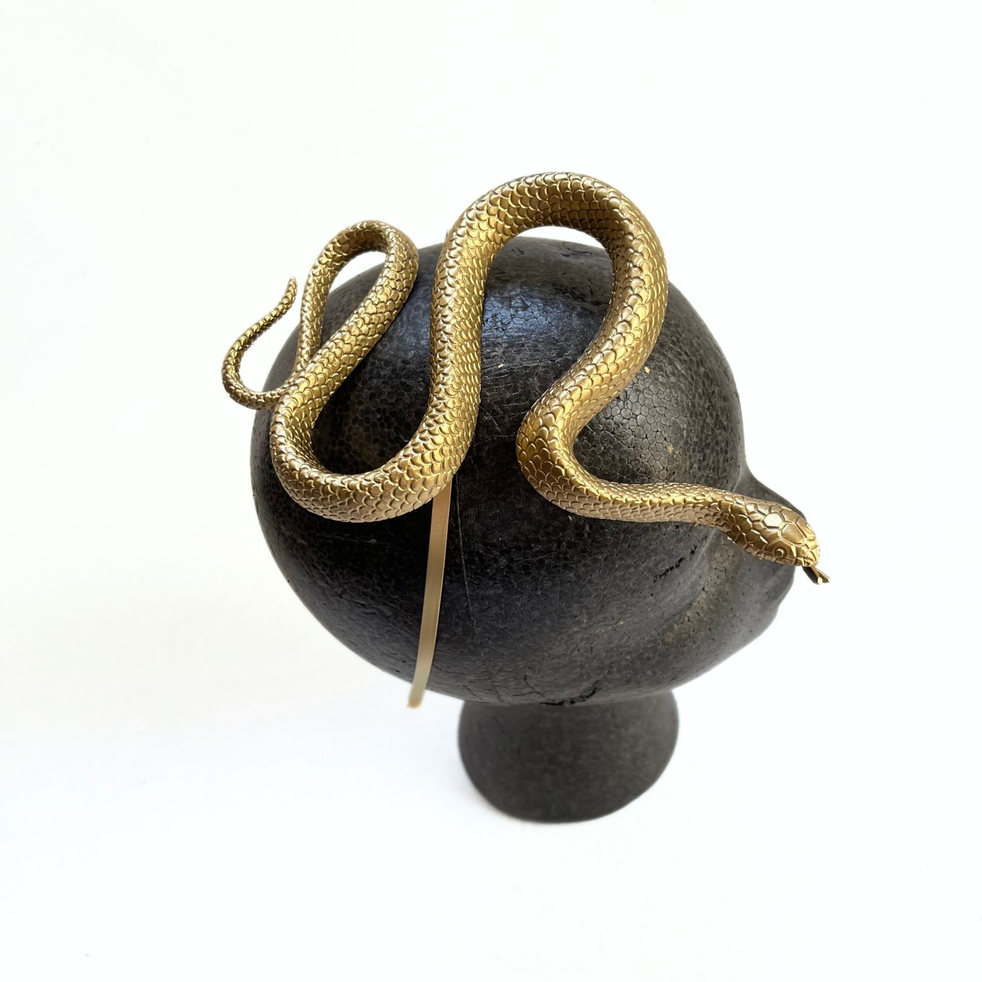 Snake Barrette with Green Eyes - Serpent Punk Edgy Gold Tone Hair Accessory Amazon.com : 4pcs Snake Hair Clip Vintage Decorative Metal  main image 3
