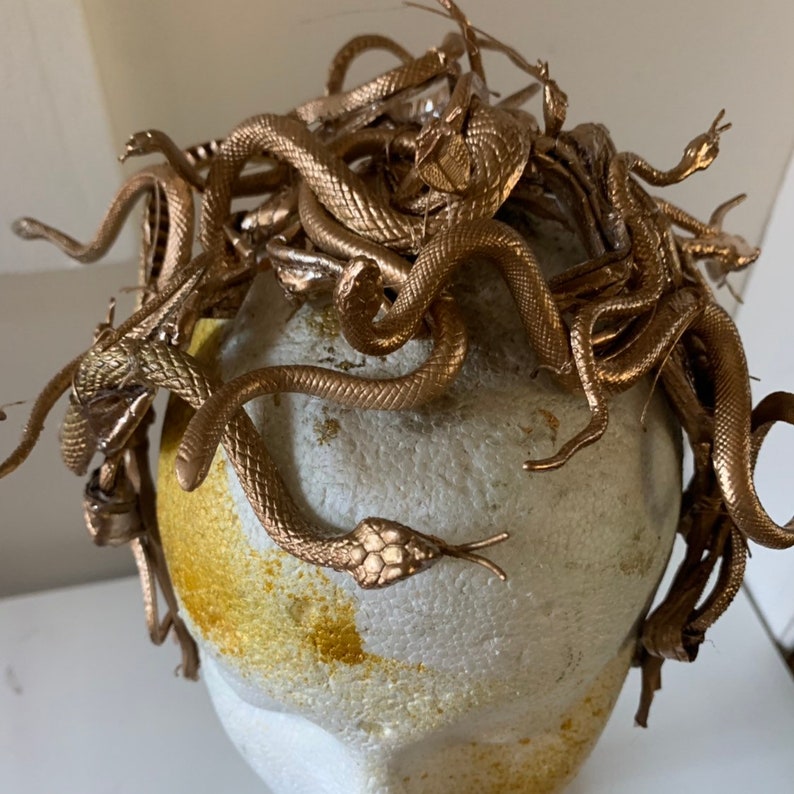 Medusa headpiece, Full-head Medusa Headband, Halloween costume, gold or silver image 5