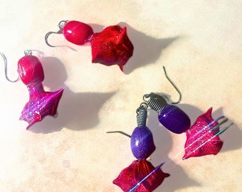 Bat Nut; Devil Pod; River Chestnut Earrings, Unique Unisex Valentine's Day Nature-Themed Fashion Gift for your Loved One