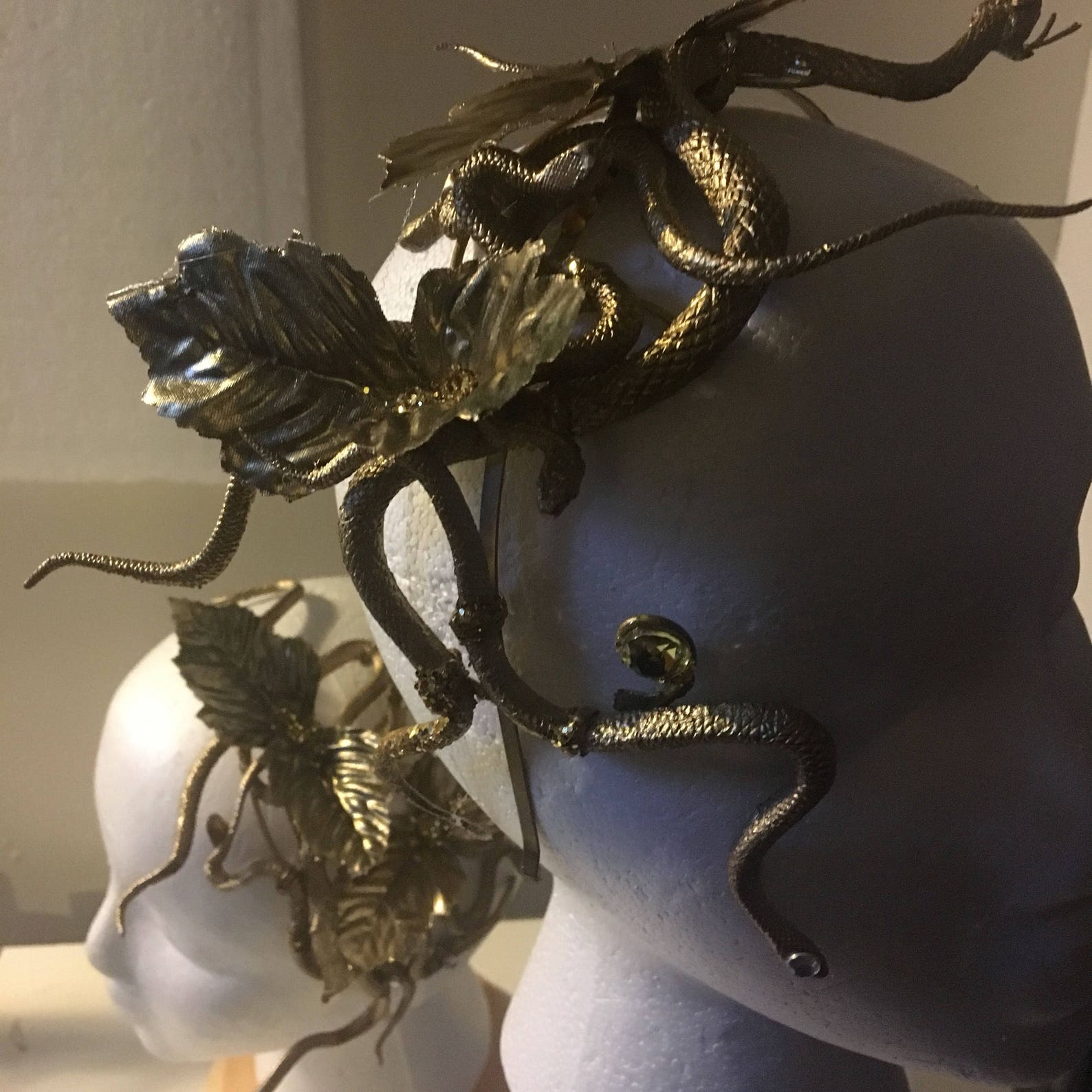 Medusa Headband Gold Leaves Snake Serpent Headband Etsy