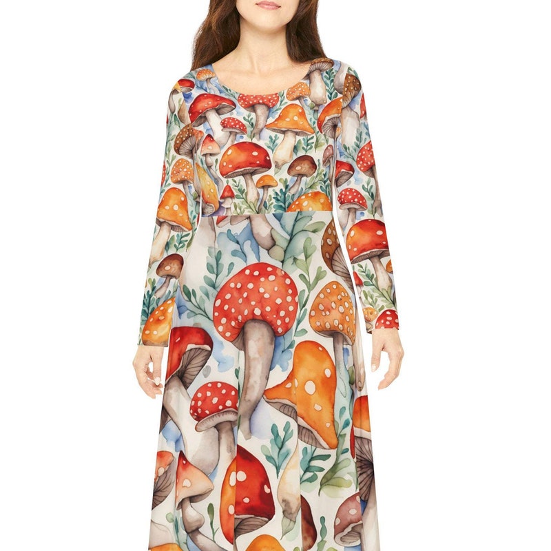 Pattern Print Mushroom Dress