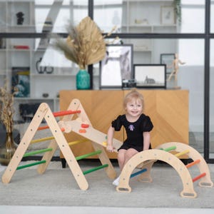 Montessori Climbing Set: Wooden Play Gym Triangle for Toddlers