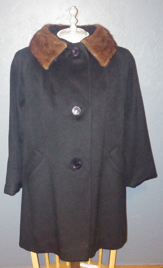 Vintage Forstmann Wool Coat with Fox Collar