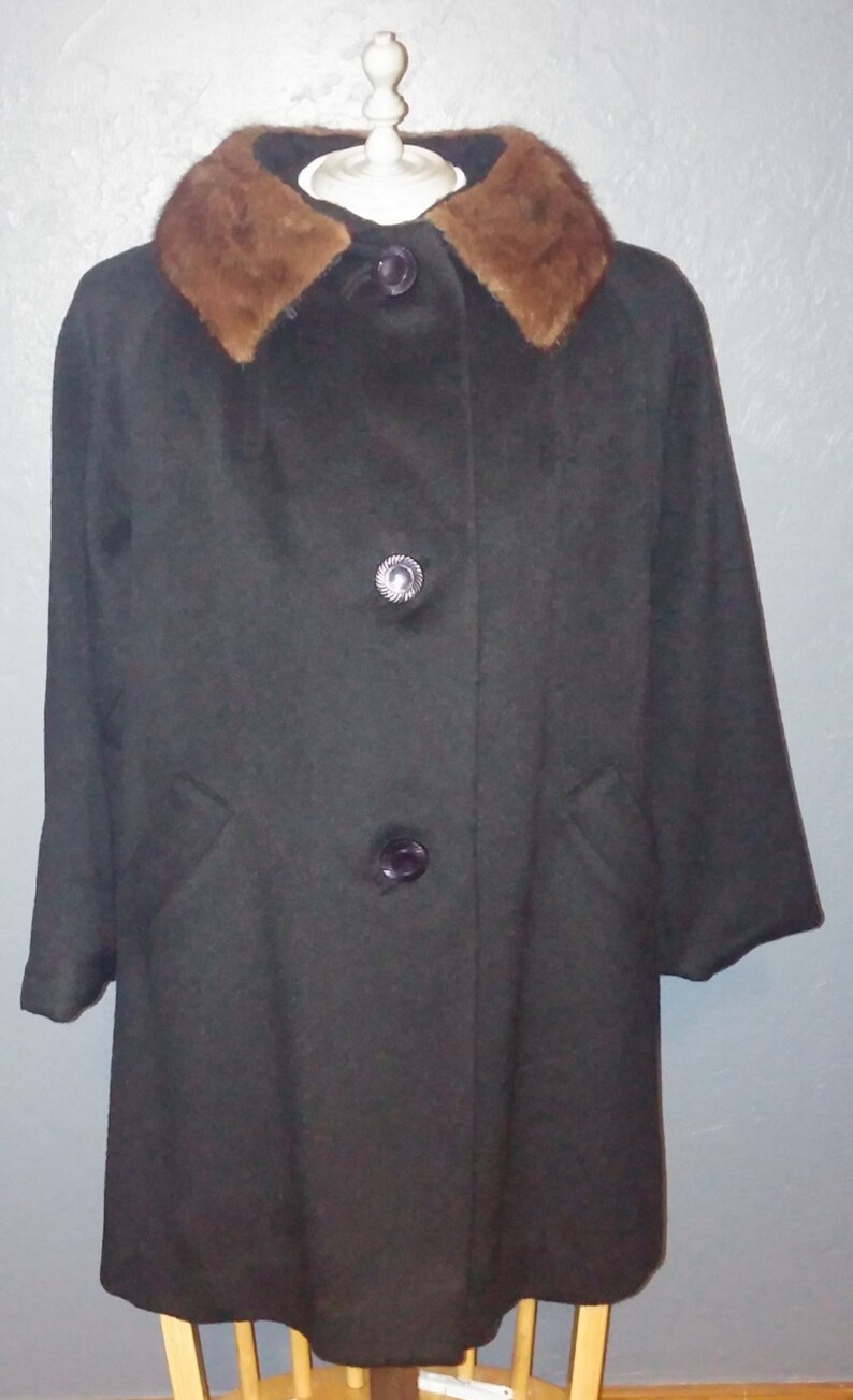 Vintage Forstmann Wool Coat with Fox Collar image 1
