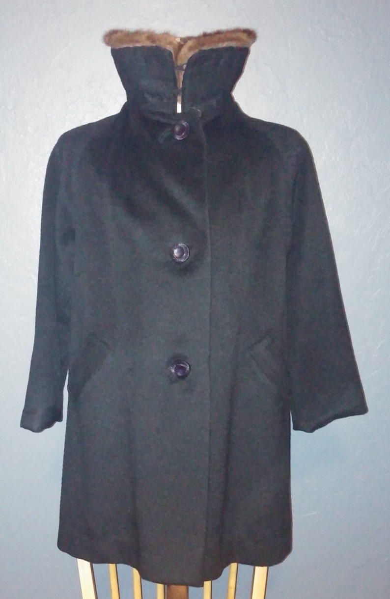 Vintage Forstmann Wool Coat with Fox Collar image 3