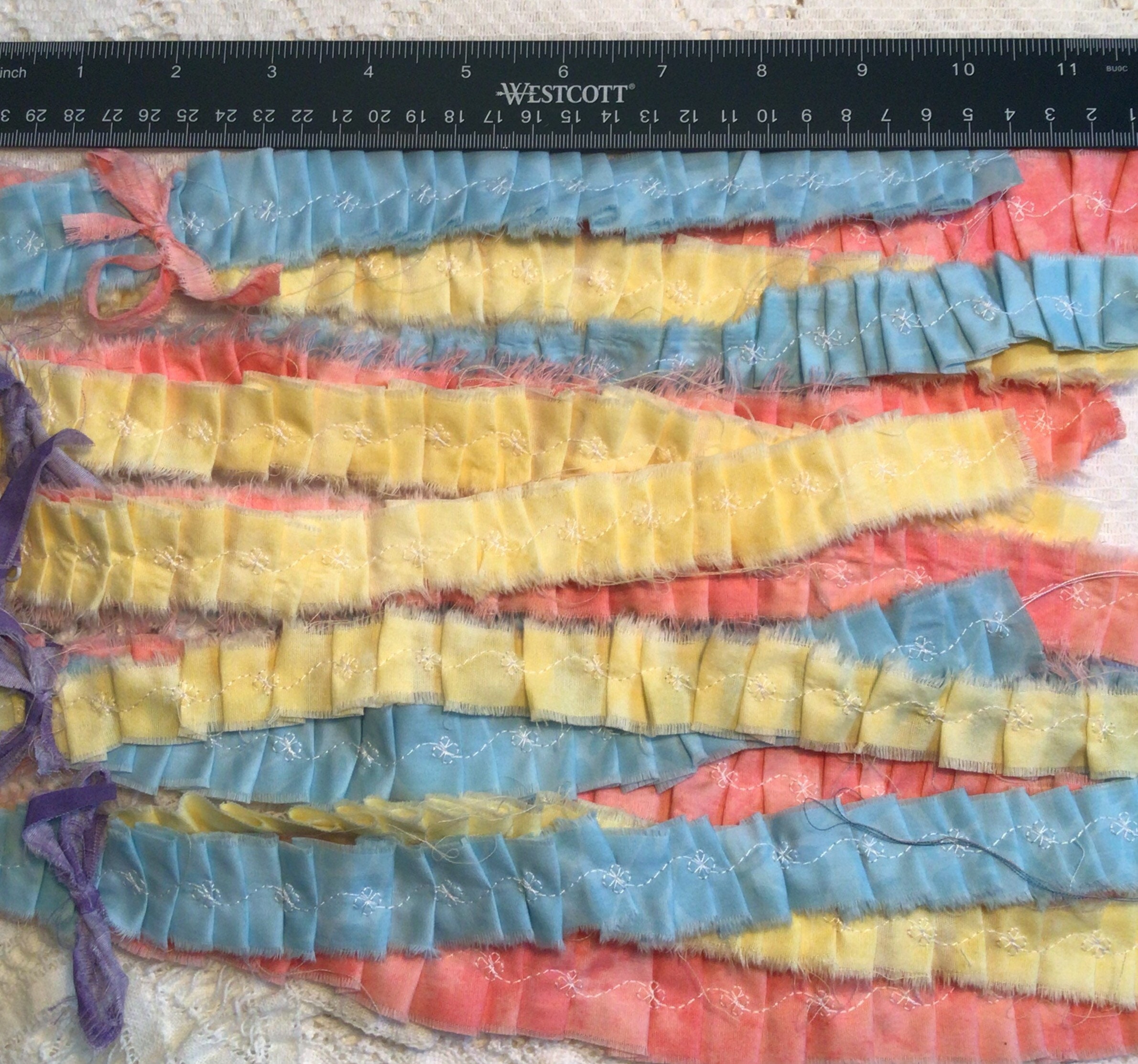 Hand Torn Fabric Ruffles Ribbon Set of 3 Fabric Ruffles - Etsy