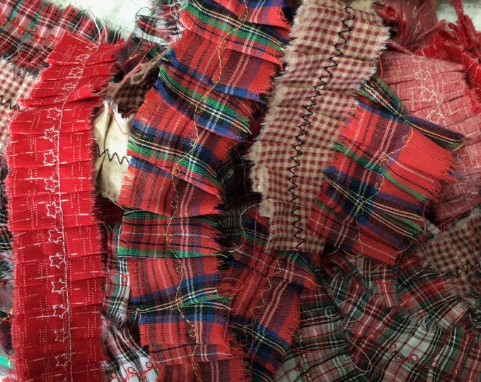 Hand Torn Fabric Ruffles Ribbon, Set of 5 Fabric Ruffles Strips ...