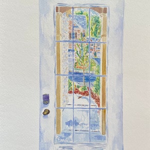 Watercolor Door Painting, Original Art, Quarantine Inspired