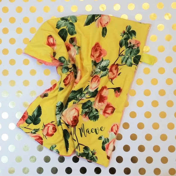 Floral baby lovey, Valentine bodysuit, Roses lovie, Yellow floral lovey