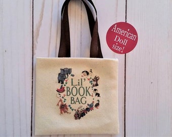 Book tote,Doll library bag,Doll purse,Book tote for dolls