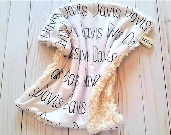Lovey name blanket.  Lovey. Personalized Lovey. Monogrammed Lovey. Minky lovey. Security Blanket. Mini Baby Blanket.  Lovie.