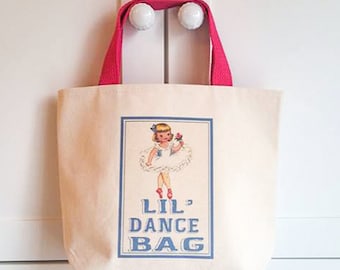 Kid's dance bag,Ballerina tote bag,Dance shoes bag,Dancer tote bag