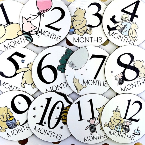 Pooh milestone,Milestone markers, Classic Winnie the Pooh,Monthly photo props