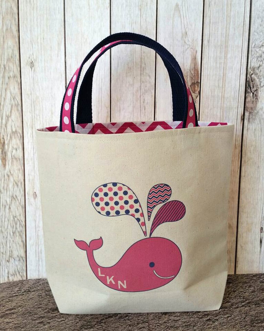 Preppy Tote Bag, Back to School Tote,kindergarten Tote Bag, Whale Tote
