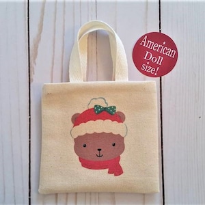 Christmas doll accessory,Doll size tote,Bear tote