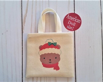 Christmas doll accessory,Doll size tote,Bear tote