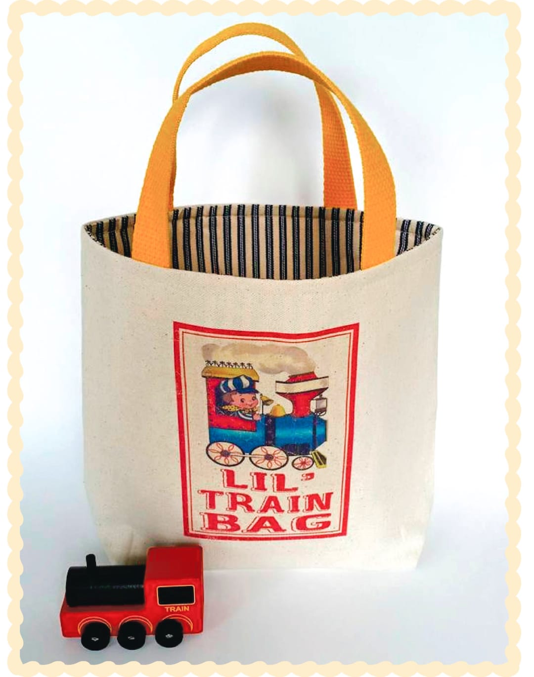 Kid's Train Bag,child Train Tote Bag,train Carry Along Bag,wooden Train