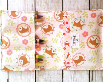 Crayon wallet,Fox fabric Crayon storage,Fox party favor