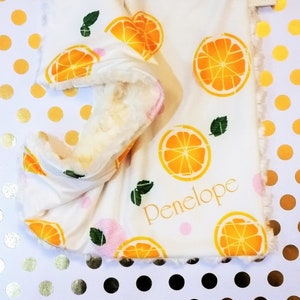 Orange fruit lovie, Orange slice layette, orange grove, orange slice bodysuit,newborn knot hat