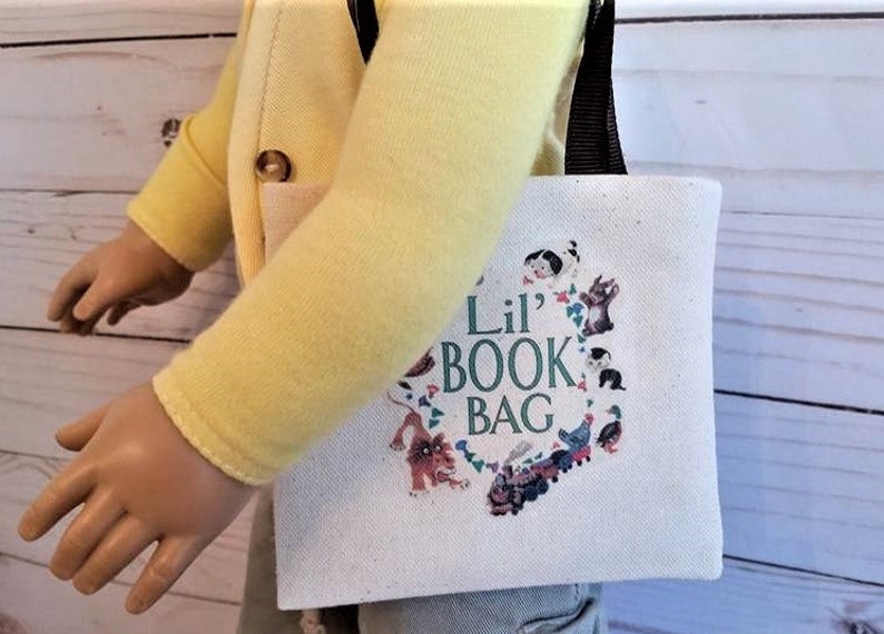 Book tote,Doll library bag,Doll purse,Book tote for dolls