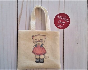 American doll tote,Cat bag ,Doll purse,Tote bag for 18&quot; doll
