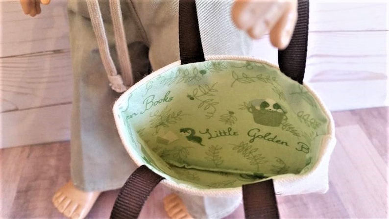 Book tote,Doll library bag,Doll purse,Book tote for dolls