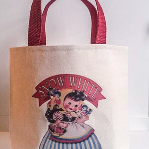 Snow White tote, Fairy-tale tote bag, Girls tote, Vintage Snow White,Princess Birthday Party