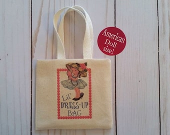 Dress up bag ,Doll size tote, doll purse,18  inch doll accessory
