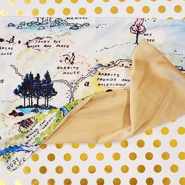 Winnie the Pooh lovey, 100 Acre wood map lovey, Pooh nursery,Winnie the Pooh baby shower