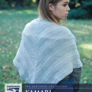 KIT Kamari Shawl Knitted Pattern KIT with Juniper Moon Farm Moonshine Wool Alpaca Silk Worsted Weight Yarn, Colors 23-48